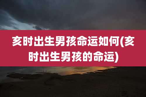亥时出生男孩命运如何(亥时出生男孩的命运)