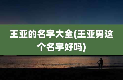 王亚的名字大全(王亚男这个名字好吗)