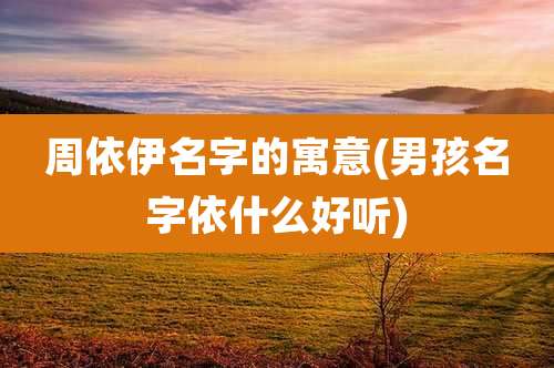 周依伊名字的寓意(男孩名字依什么好听)