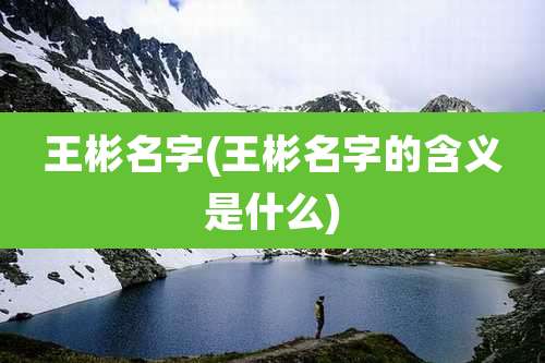 王彬名字(王彬名字的含义是什么)