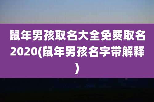 鼠年男孩取名大全免费取名2020(鼠年男孩名字带解释)