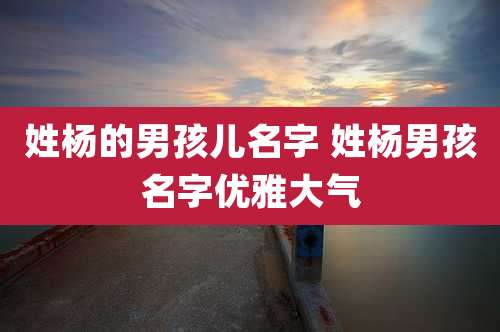 姓杨的男孩儿名字 姓杨男孩名字优雅大气