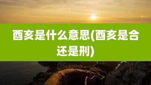 酉亥是什么意思(酉亥是合还是刑)