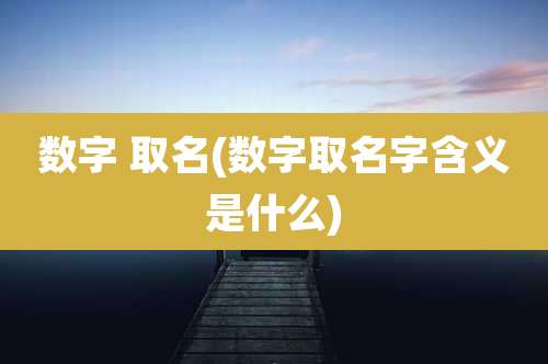 数字 取名(数字取名字含义是什么)