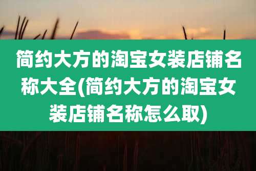 简约大方的淘宝女装店铺名称大全(简约大方的淘宝女装店铺名称怎么取)