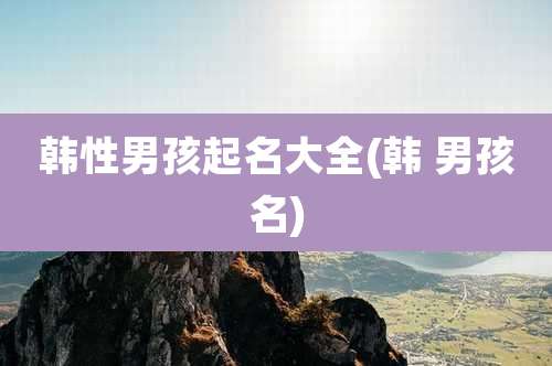 韩性男孩起名大全(韩 男孩名)