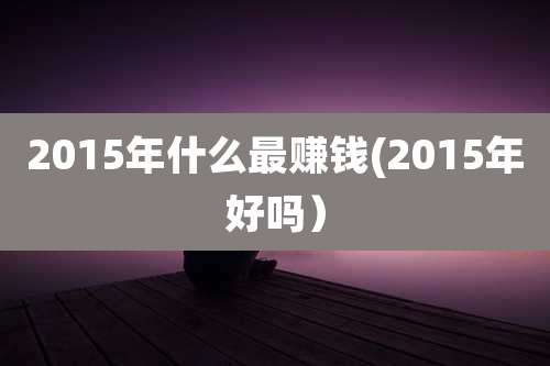 2015年什么最赚钱(2015年好吗)