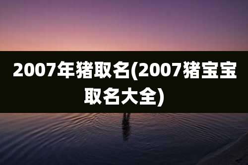 2007年猪取名(2007猪宝宝取名大全)