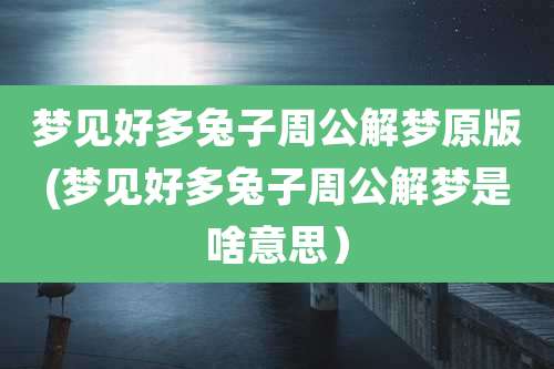梦见好多兔子周公解梦原版(梦见好多兔子周公解梦是啥意思）