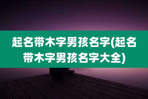 起名带木字男孩名字(起名带木字男孩名字大全)