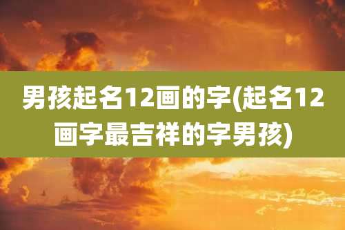男孩起名12画的字(起名12画字最吉祥的字男孩)