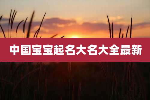中国宝宝起名大名大全最新