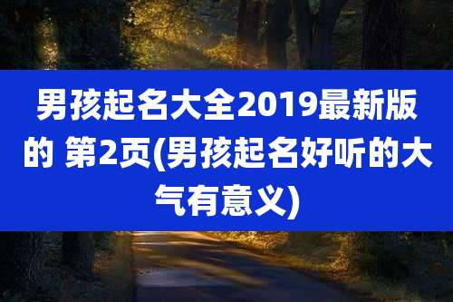 男孩起名大全2019最新版的 第2页(男孩起名好听的大气有意义)