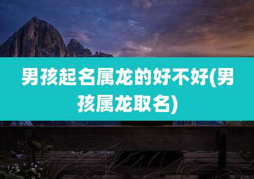 男孩起名属龙的好不好(男孩属龙取名)