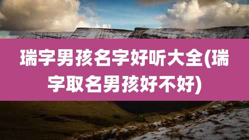 瑞字男孩名字好听大全(瑞字取名男孩好不好)