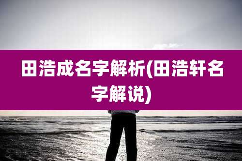 田浩成名字解析(田浩轩名字解说)