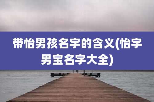 带怡男孩名字的含义(怡字男宝名字大全)