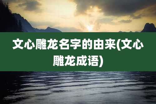 文心雕龙名字的由来(文心雕龙成语)