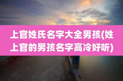 上官姓氏名字大全男孩(姓上官的男孩名字高冷好听)