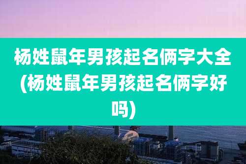 杨姓鼠年男孩起名俩字大全(杨姓鼠年男孩起名俩字好吗)