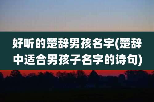 好听的楚辞男孩名字(楚辞中适合男孩子名字的诗句)