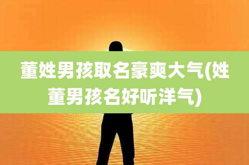 董姓男孩取名豪爽大气(姓董男孩名好听洋气)