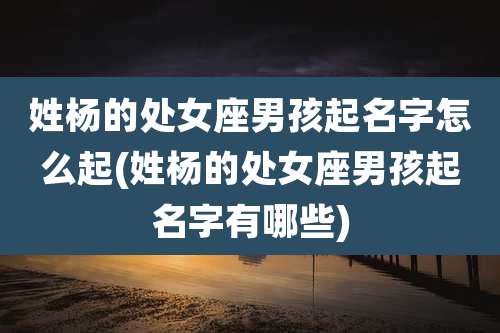 姓杨的处女座男孩起名字怎么起(姓杨的处女座男孩起名字有哪些)