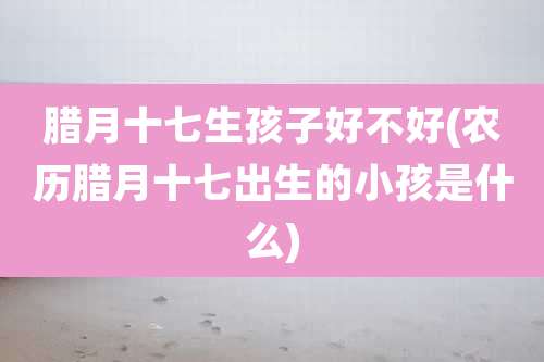 腊月十七生孩子好不好(农历腊月十七出生的小孩是什么)