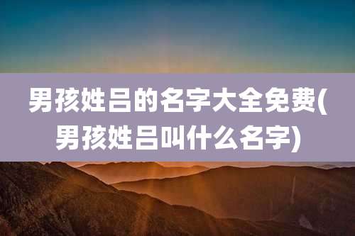 男孩姓吕的名字大全免费(男孩姓吕叫什么名字)