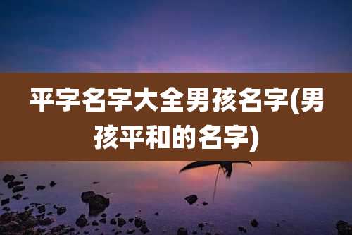 平字名字大全男孩名字(男孩平和的名字)