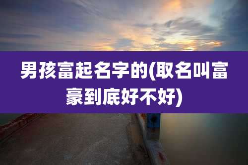 男孩富起名字的(取名叫富豪到底好不好)