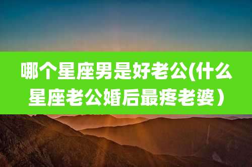 哪个星座男是好老公(什么星座老公婚后最疼老婆)