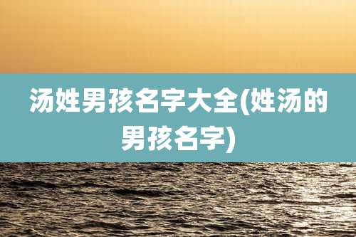汤姓男孩名字大全(姓汤的男孩名字)