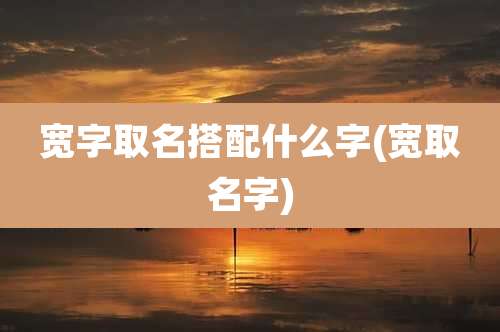 宽字取名搭配什么字(宽取名字)