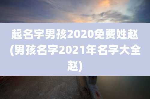起名字男孩2020免费姓赵(男孩名字2021年名字大全赵)