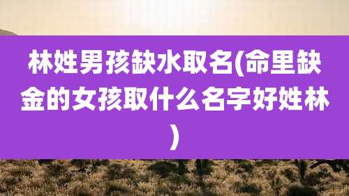 林姓男孩缺水取名(命里缺金的女孩取什么名字好姓林)