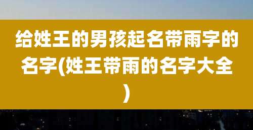 给姓王的男孩起名带雨字的名字(姓王带雨的名字大全)