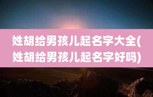 姓胡给男孩儿起名字大全(姓胡给男孩儿起名字好吗)