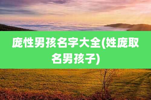 庞性男孩名字大全(姓庞取名男孩子)