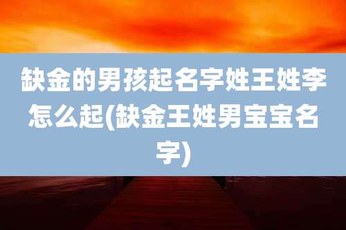 缺金的男孩起名字姓王姓李怎么起(缺金王姓男宝宝名字)