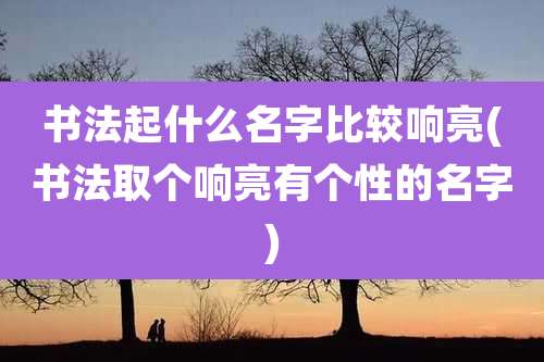 书法起什么名字比较响亮(书法取个响亮有个性的名字)