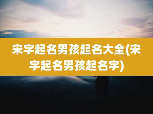 宋字起名男孩起名大全(宋字起名男孩起名字)
