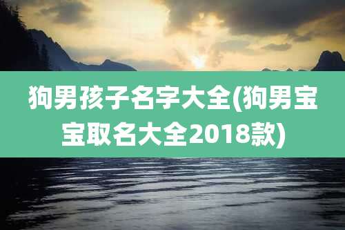 狗男孩子名字大全(狗男宝宝取名大全2018款)