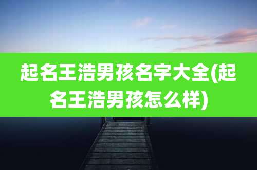 起名王浩男孩名字大全(起名王浩男孩怎么样)