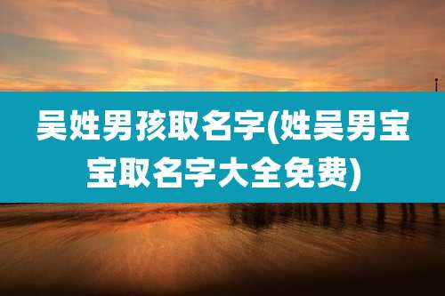 吴姓男孩取名字(姓吴男宝宝取名字大全免费)