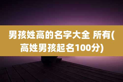 男孩姓高的名字大全 所有(高姓男孩起名100分)