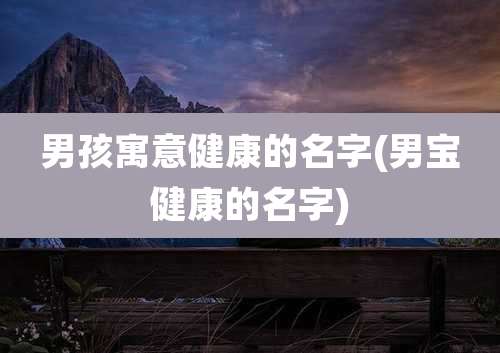 男孩寓意健康的名字(男宝健康的名字)
