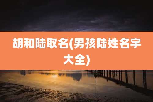 胡和陆取名(男孩陆姓名字大全)