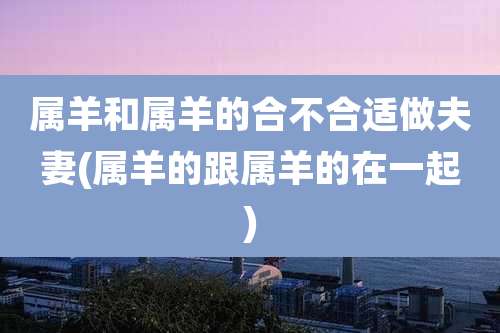 属羊和属羊的合不合适做夫妻(属羊的跟属羊的在一起)