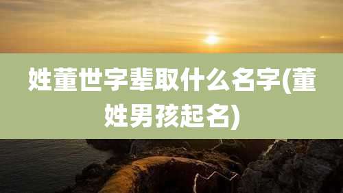 姓董世字辈取什么名字(董姓男孩起名)